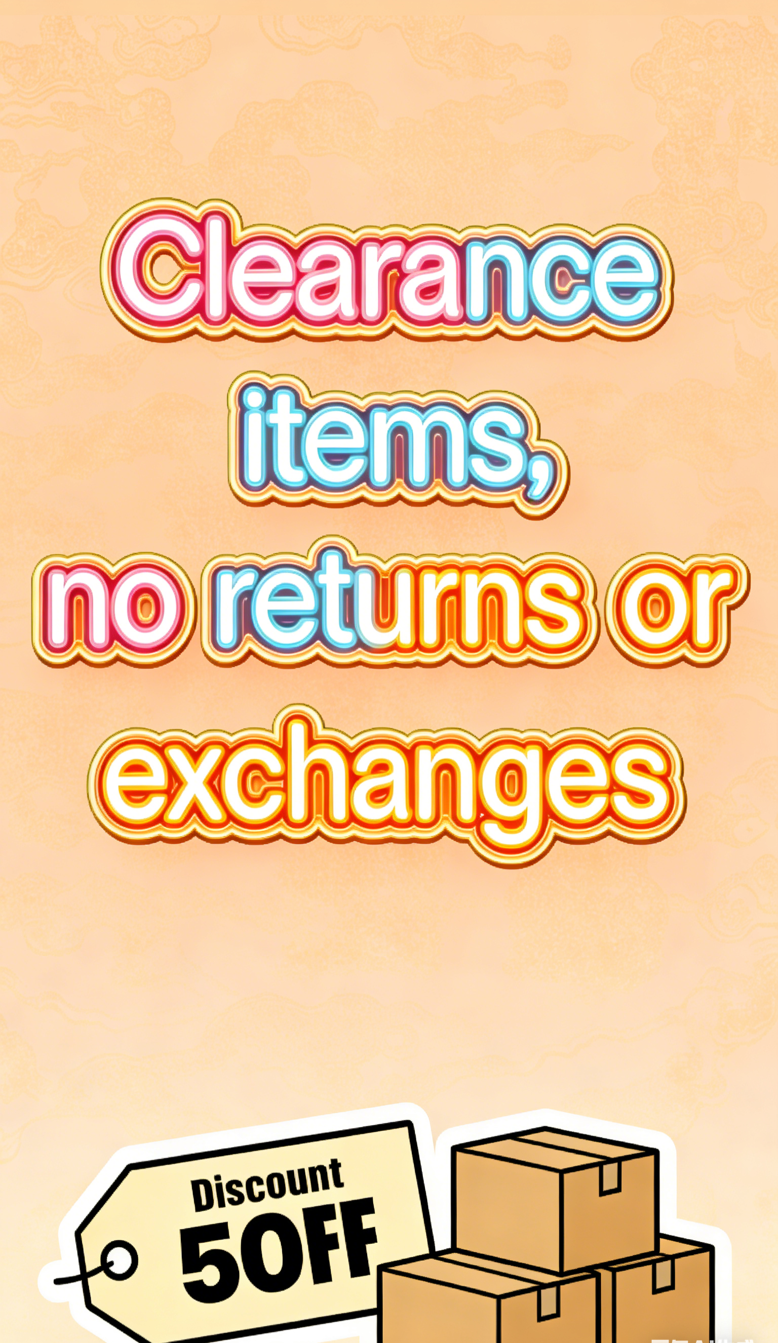 Clearance items, no returns or exchanges.